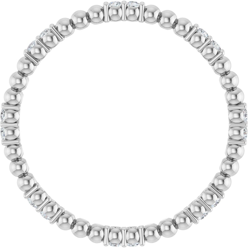 14K White 1/8 CTW Natural Diamond Beaded Eternity Band Size 7