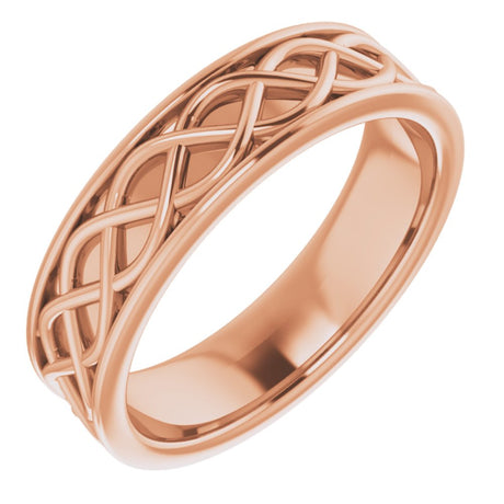 14K Rose 6 mm Woven-Design Band Size 10