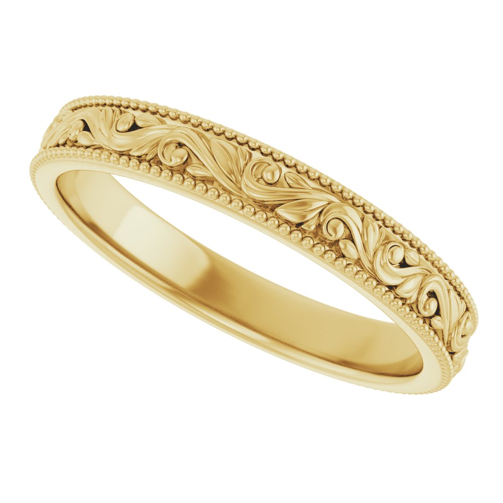 18K Yellow 3.2 mm Floral-Inspired Band Size 7