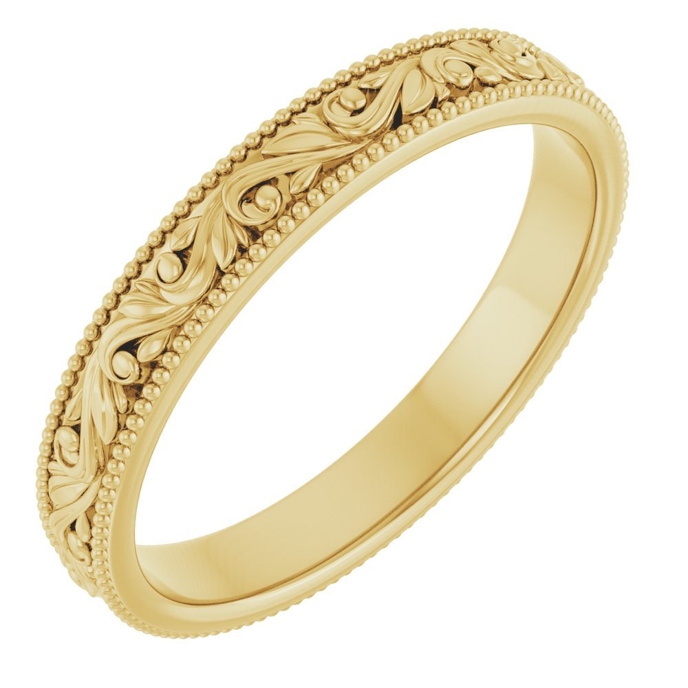 18K Yellow 3.2 mm Floral-Inspired Band Size 7