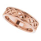 14K Rose 6 mm Woven-Design Band Size 10