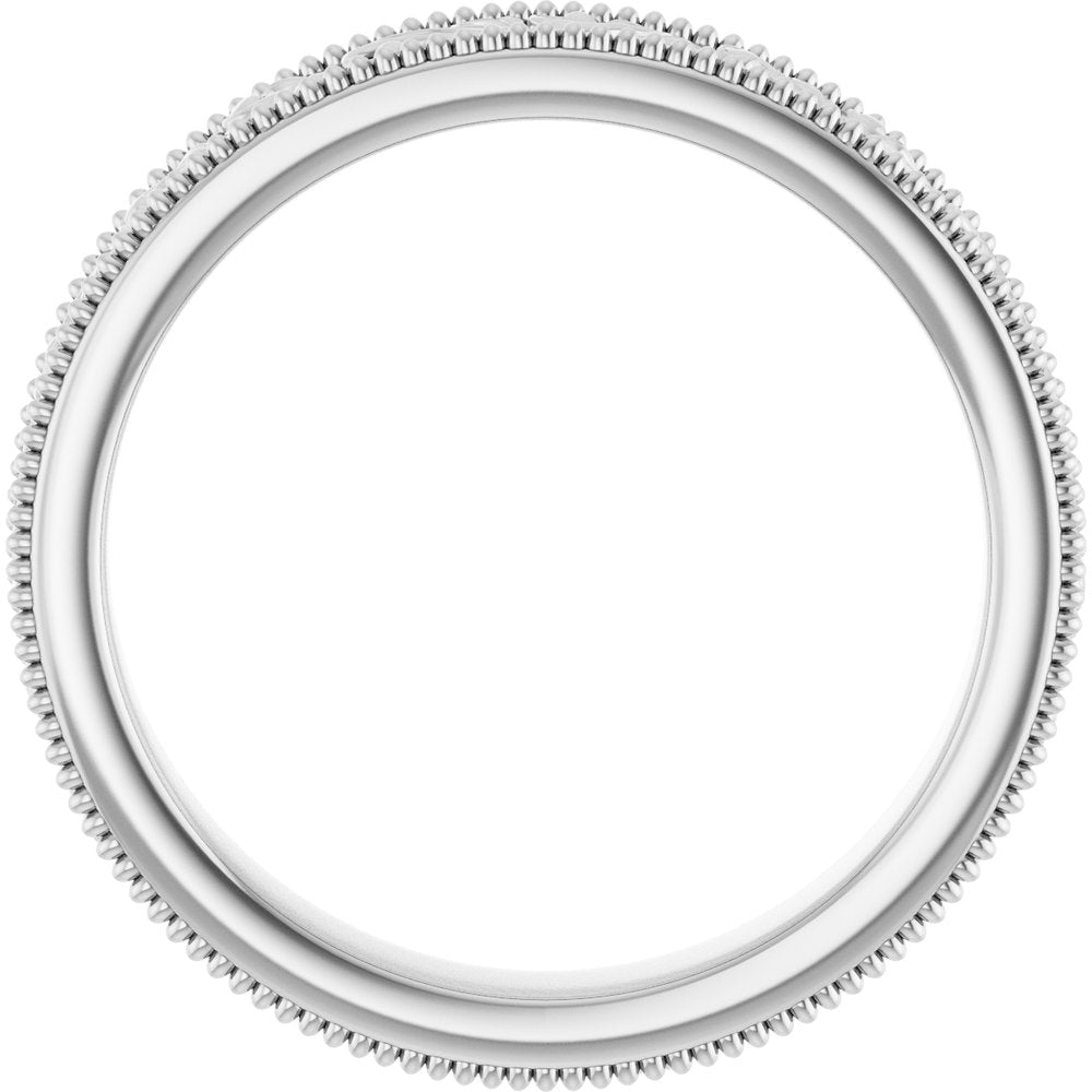 Platinum 3.2 mm Milgrain Edge Floral Flat Band