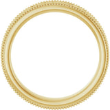 18K Yellow 3.2 mm Milgrain Edge Floral Flat Band