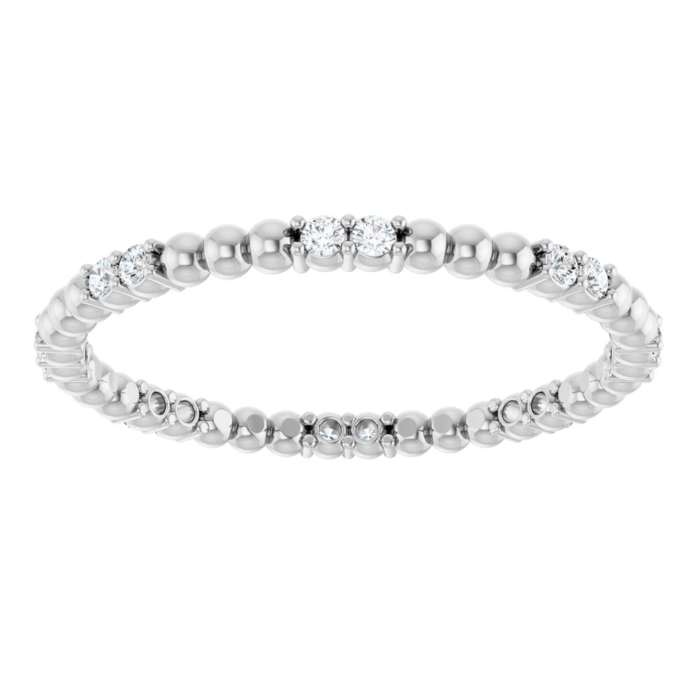 14K White 1/8 CTW Natural Diamond Beaded Eternity Band Size 7