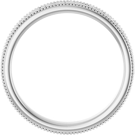 Platinum 3.2 mm Milgrain Edge Floral Flat Band Size 7