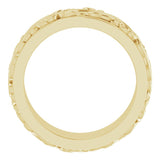 10K Yellow 7 mm Floral Inlay Flat Band Size 5.5