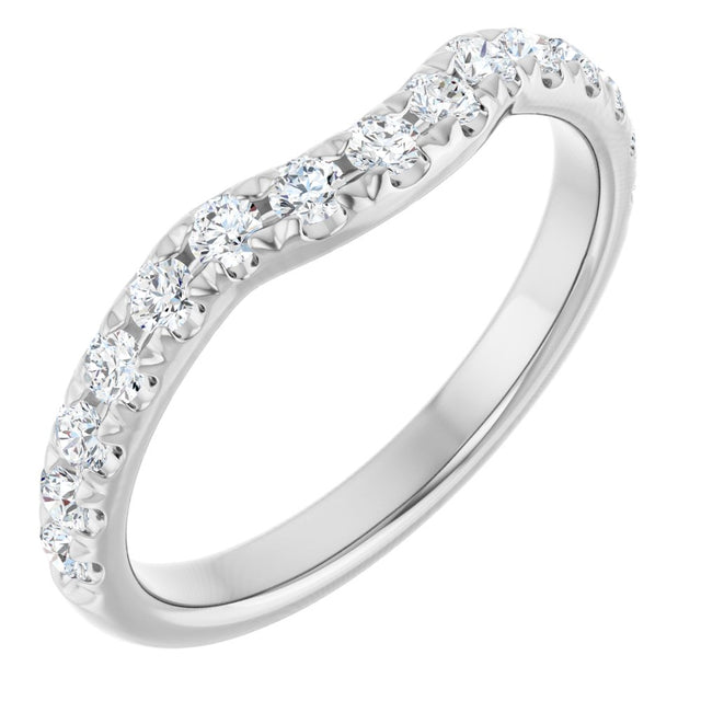 14K White 3/8 CTW Natural Diamond Contour Band