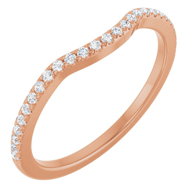 14K Rose Gold 1/8 CTW Natural Diamond Contour Band