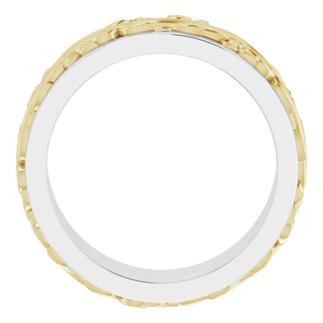 14K White/Yellow 7 mm Sculptural Band