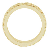 10K Yellow Gold 7 mm Floral Inlay Flat Band Size 6.5