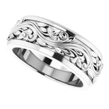 Sterling Silver 7 mm Floral Inlay Flat Band Size 7