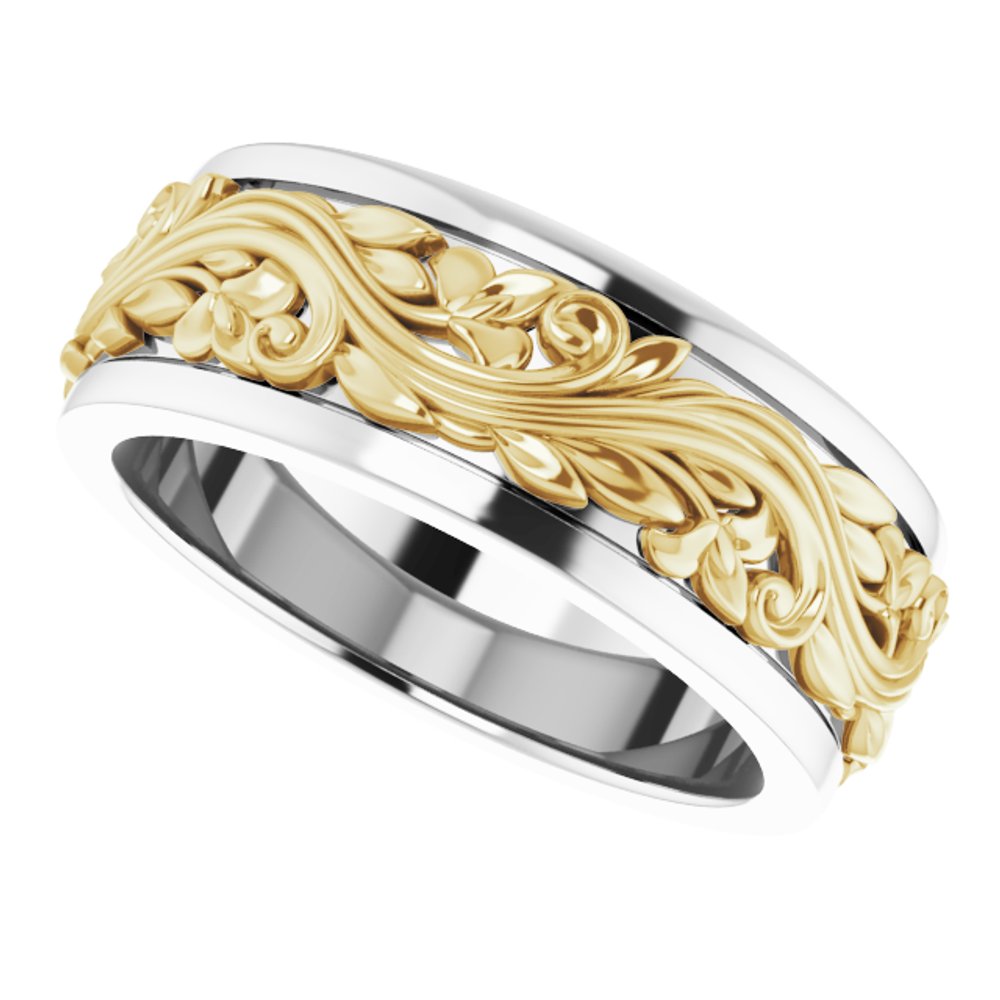 14K White/Yellow 7 mm Sculptural Band