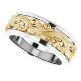 14K White/Yellow 7 mm Sculptural Band