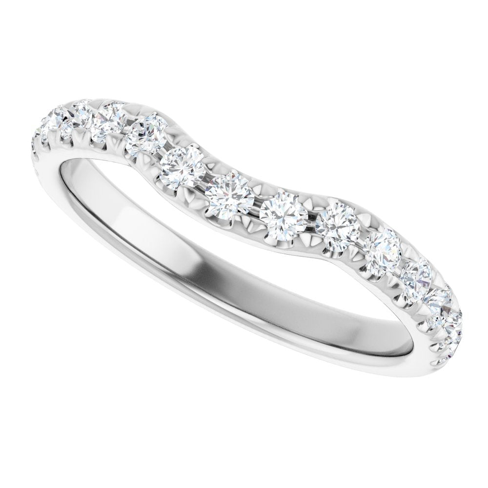 14K White 1/2 CTW Lab-Grown Diamond Contour Band