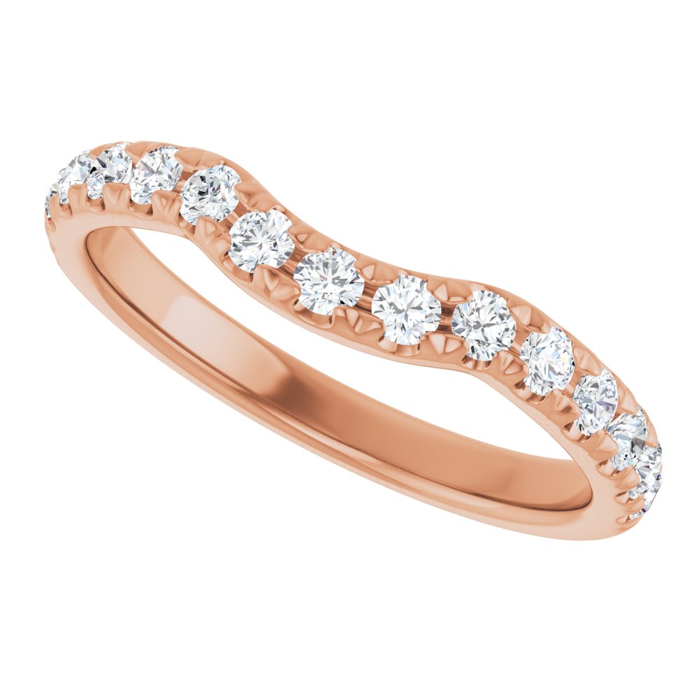 14K Rose 3/8 CTW Natural Diamond Contour Band