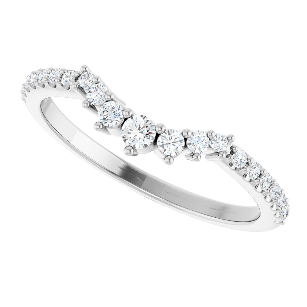 14K White 1/3 CTW Lab-Grown Diamond Contour Band