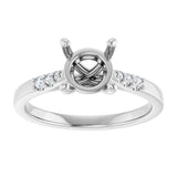 14K White 7.4 mm Round .07 CTW Lab-Grown Diamond Semi-Set Engagement Ring