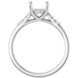 14K White 7.4 mm Round .07 CTW Lab-Grown Diamond Semi-Set Engagement Ring