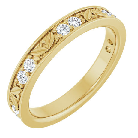 14K Yellow 1/3 CTW Natural Diamond Floral Anniversary Band