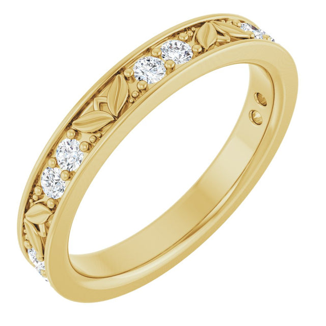 14K Yellow 1/3 CTW Natural Diamond Floral Anniversary Band
