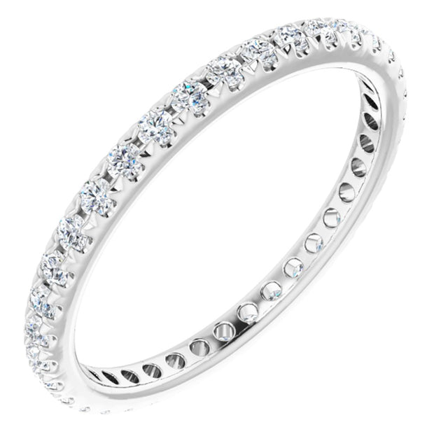 14K White 1/2 CTW French Set Natural Diamond Eternity Band Size 6
