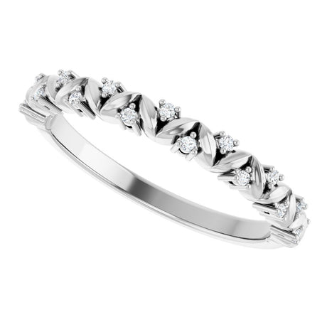 14K White Gold .06 CTW Natural Diamond Stackable Leaf Ring