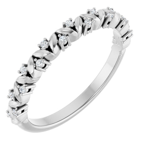 14K White Gold .06 CTW Natural Diamond Stackable Leaf Ring