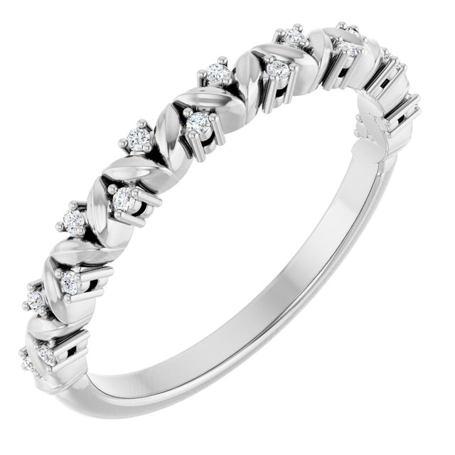 14K White Gold .06 CTW Natural Diamond Stackable Leaf Ring