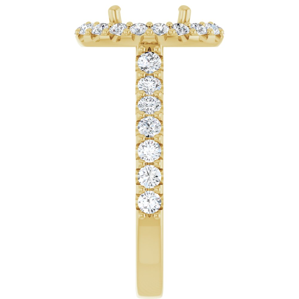 14K Yellow Gold 9x7 mm Oval 5/8 CTW Natural Diamond Semi-Set Engagement Ring