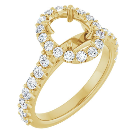 14K Yellow Gold 8x6 mm Oval 5/8 CTW Natural Diamond Semi-Set Engagement Ring