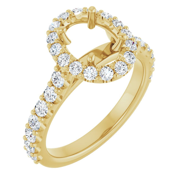 14K Yellow Gold 8x6 mm Oval 5/8 CTW Natural Diamond Semi-Set Engagement Ring