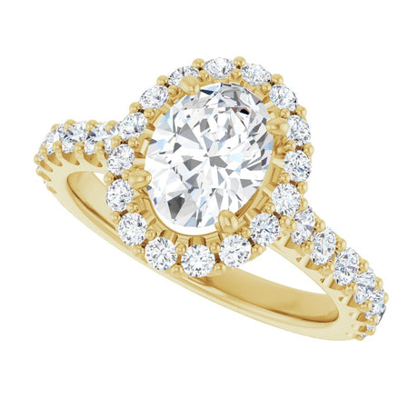 14K Yellow Gold 8x6 mm Oval 5/8 CTW Natural Diamond Semi-Set Engagement Ring