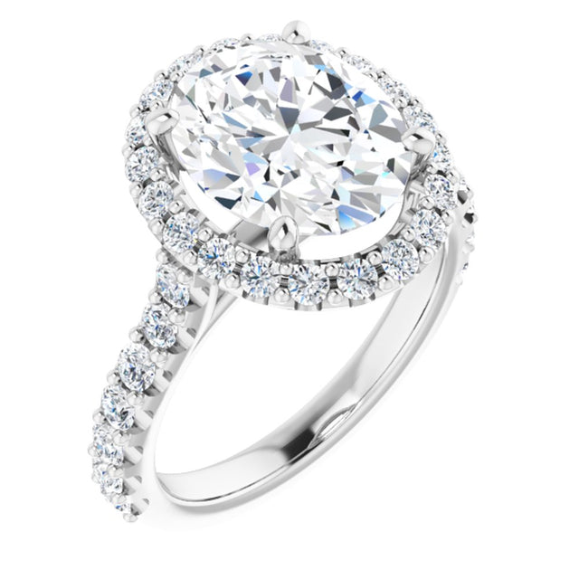 14K White Gold 11x9 mm Oval 3/4 CTW Natural Diamond Semi-Set Engagement Ring