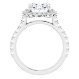 14K White Gold 11x9 mm Oval 3/4 CTW Natural Diamond Semi-Set Engagement Ring