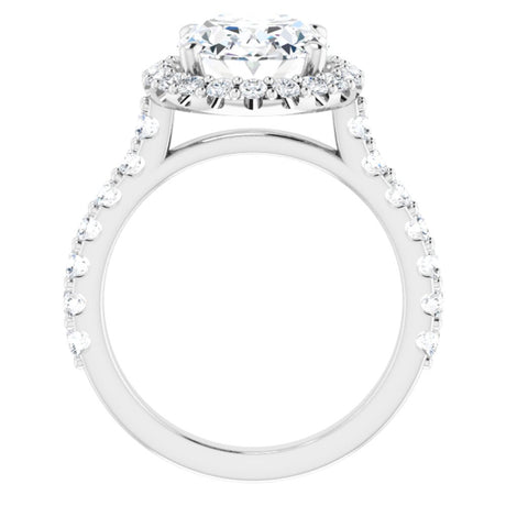14K White Gold 11x9 mm Oval 3/4 CTW Natural Diamond Semi-Set Engagement Ring