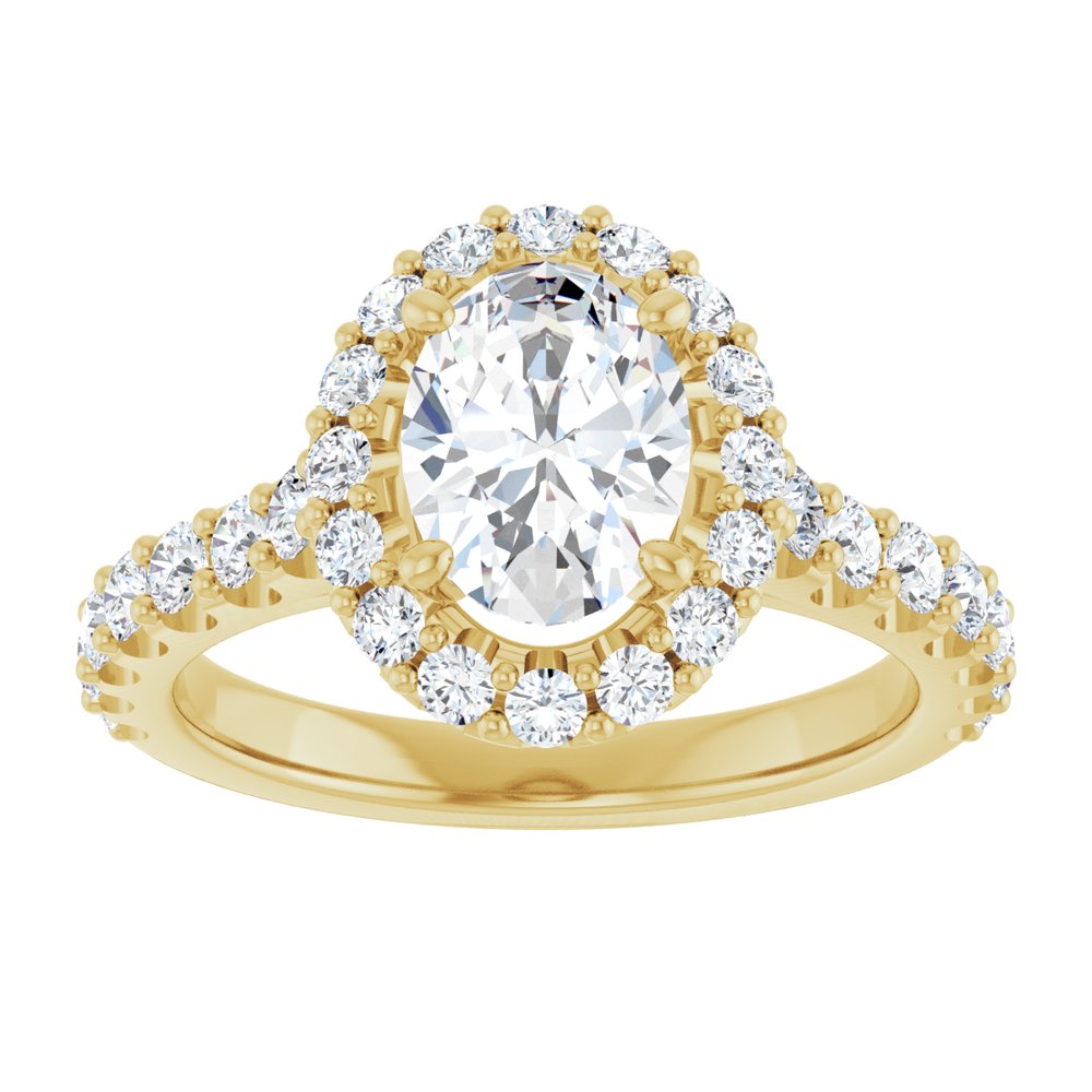 14K Yellow Gold 8x6 mm Oval 5/8 CTW Natural Diamond Semi-Set Engagement Ring