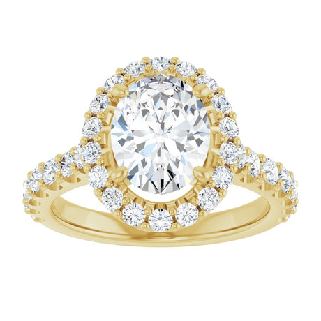 14K Yellow Gold 9x7 mm Oval 5/8 CTW Natural Diamond Semi-Set Engagement Ring