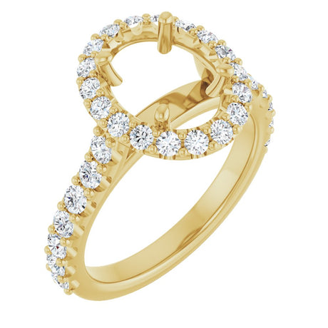 14K Yellow Gold 9x7 mm Oval 5/8 CTW Natural Diamond Semi-Set Engagement Ring