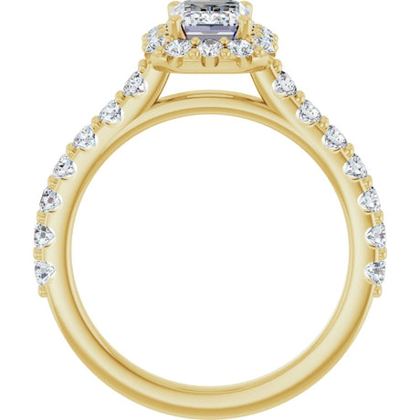 14K Yellow Gold 7x5 mm Emerald 5/8 CTW Natural Diamond Semi-Set Engagement Ring