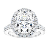 14K White Gold 11x9 mm Oval 3/4 CTW Natural Diamond Semi-Set Engagement Ring
