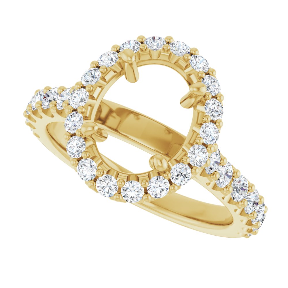 14K Yellow Gold 9x7 mm Oval 5/8 CTW Natural Diamond Semi-Set Engagement Ring