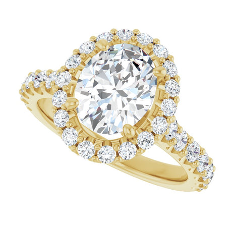 14K Yellow Gold 9x7 mm Oval 5/8 CTW Natural Diamond Semi-Set Engagement Ring