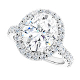 14K White Gold 11x9 mm Oval 3/4 CTW Natural Diamond Semi-Set Engagement Ring