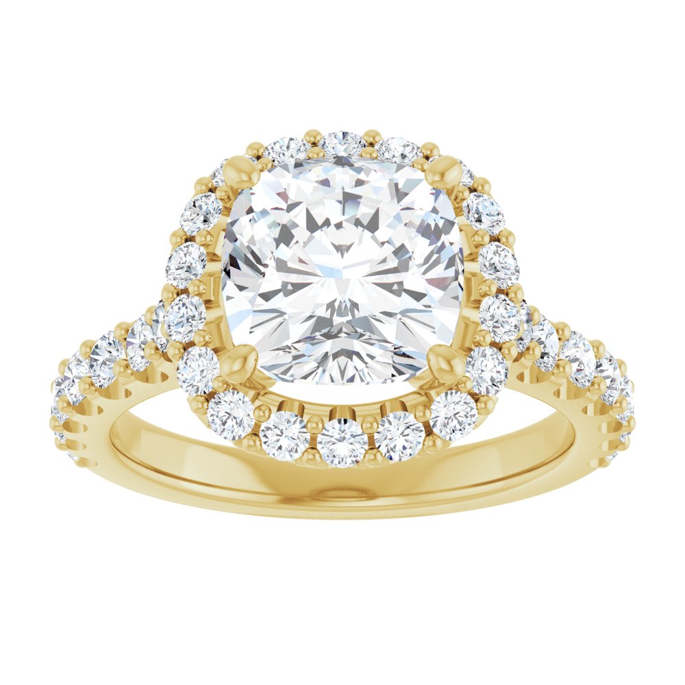 14K Yellow Gold 8x8 mm Cushion 7/8 CTW Lab-Grown Diamond Semi-Set Engagement Ring