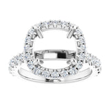 14K White Gold 9x9 mm Cushion 7/8 CTW Lab-Grown Diamond Semi-Set Engagement Ring