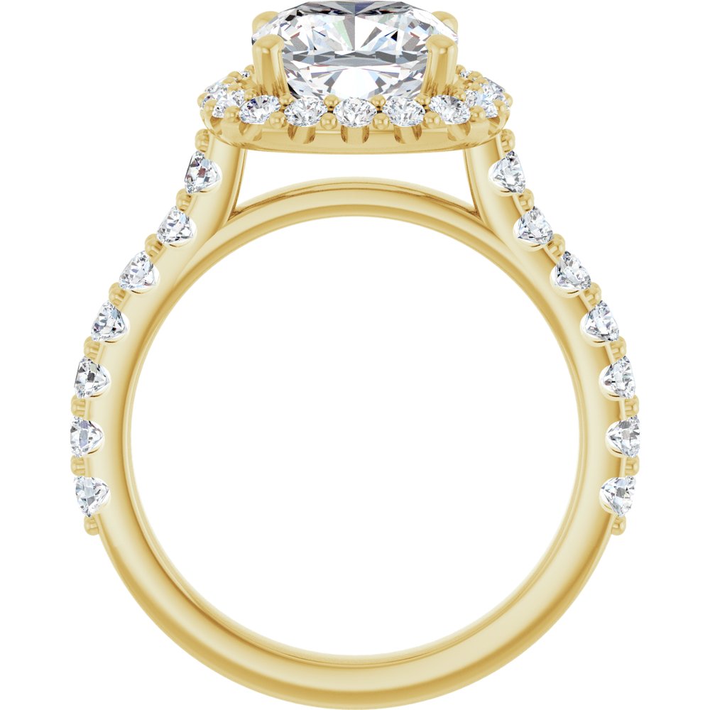 14K Yellow Gold 8x8 mm Cushion 7/8 CTW Lab-Grown Diamond Semi-Set Engagement Ring