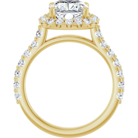 14K Yellow Gold 8x8 mm Cushion 7/8 CTW Lab-Grown Diamond Semi-Set Engagement Ring