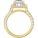 14K Yellow Gold 8x8 mm Cushion 7/8 CTW Lab-Grown Diamond Semi-Set Engagement Ring