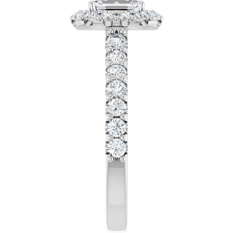 14K White Gold 6x4 mm Emerald 3/4 CTW Lab-Grown Diamond Semi-Set Engagement Ring