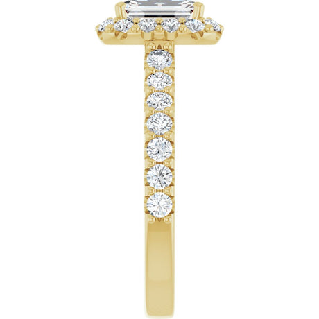 14K Yellow Gold 7x5 mm Emerald 5/8 CTW Natural Diamond Semi-Set Engagement Ring